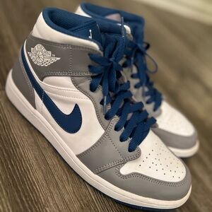 Nike Air Jordan 1 Mid Blue and Gray